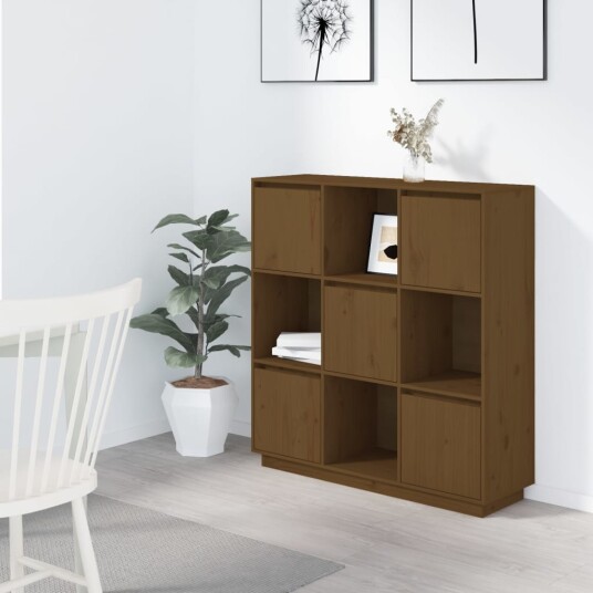 vidaXL Highboard honningbrun 110,5x35x117 cm heltre furu