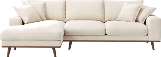 Copenhagen Premium 4 personers Venstrevendt L formet Dyb Divansofa i Chenille Lys beige