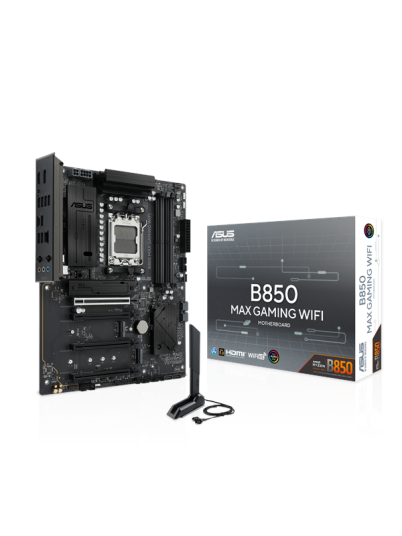 Asus B850 Max Gaming Wifi - Hovedkort - Atx - Socket Am5 - Amd B850 Chipset - Usb 3.2 Gen 2, Usb-C 3.2 Gen2, Usb 3.2 Gen 1, Usb-C 3.2 Gen 1, Usb4 - Wi-Fi 6E, Bluetooth, 2.5 Gigabit Lan - Innbygd Grafikk (Cpu Kreves) - Hd-Lyd (8-Kanalers)