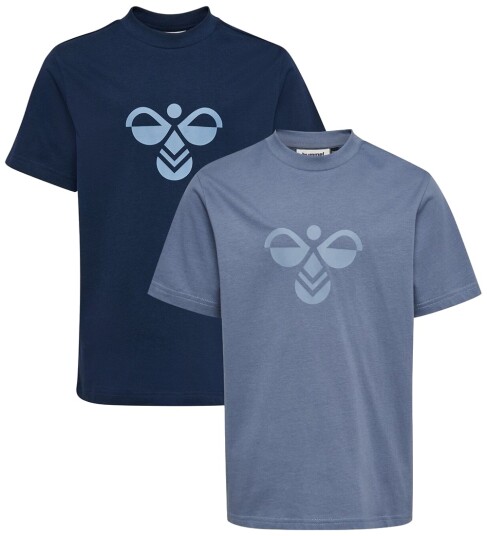 Hummel T skjorte 2 pack HmlJR Dress Blues/Flint Stone Hummel 7 8 år (122 128) T skjorte Blå Marineblå