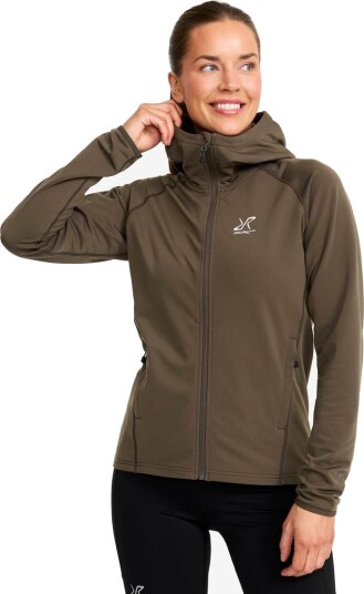 Revolutionrace Evolution Light Stretch Fleece Hoodie Dame Moss Gray 3XL Dame Overdeler Fleece & midlayers