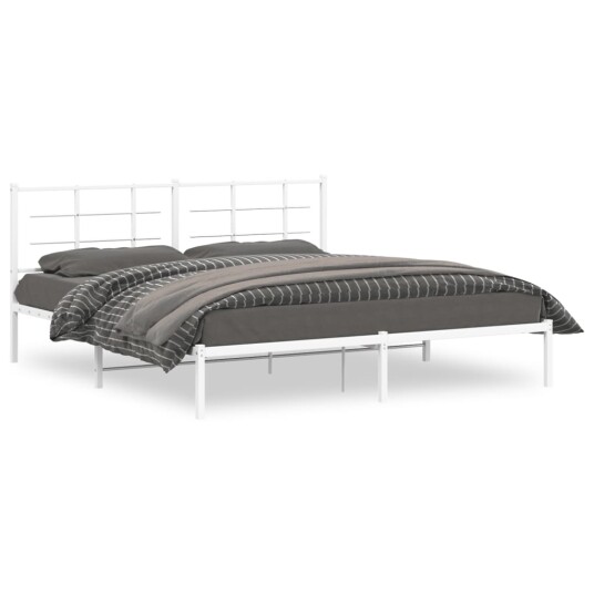 vidaXL Sengeramme i metall med hodegavl hvit 183x213 cm 8721012304147