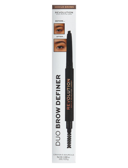 Revolution Beauty London Makeup Revolution Duo Brow Definer Pencil - Brown - 0.25 g