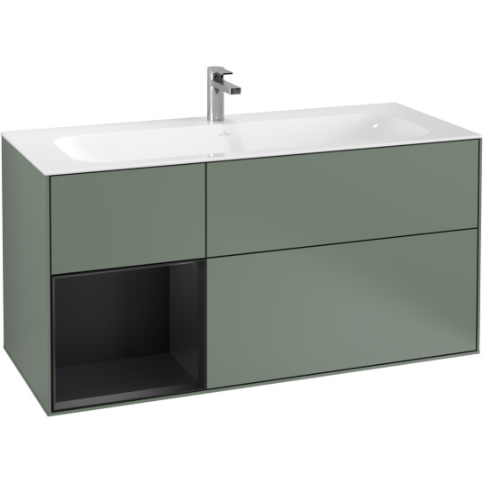 VILLEROY & BOCH FINION SERVANTSKAP 120 OLIVEN MATT LAKK M/LYS, VENSTRESTILT SVART MATT HYLLE