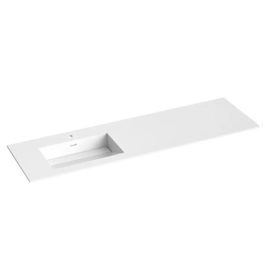 Korsbakken Corian Sidestilt Med Skrå Bunn Hvit Matt 160cm Venstre