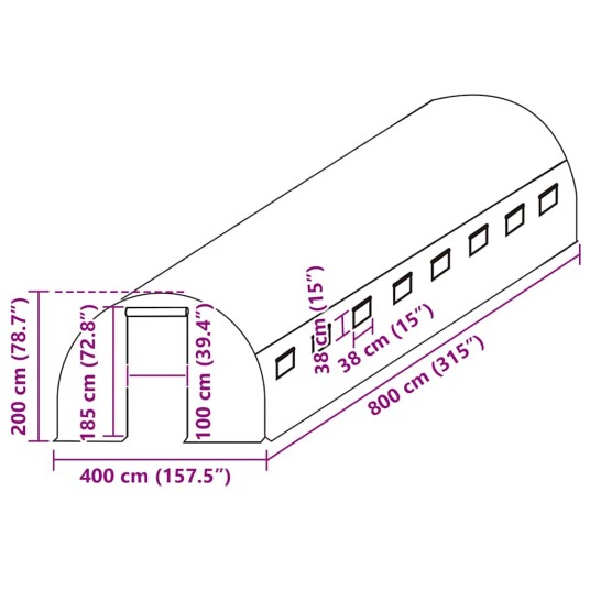vidaXL Erstattningstrekk til drivhus (32 m²) 400x800x200 cm grønn vidaXL Erstattningstrekk til drivhus (32 m²) 400x800x200 cm grønn