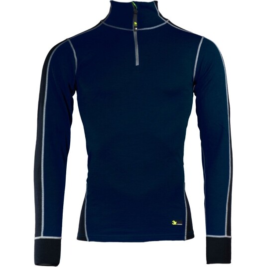 3X Workwear Polotrøye kilimanjaro m/glidelås xl merinoull/bambus lys blå sort