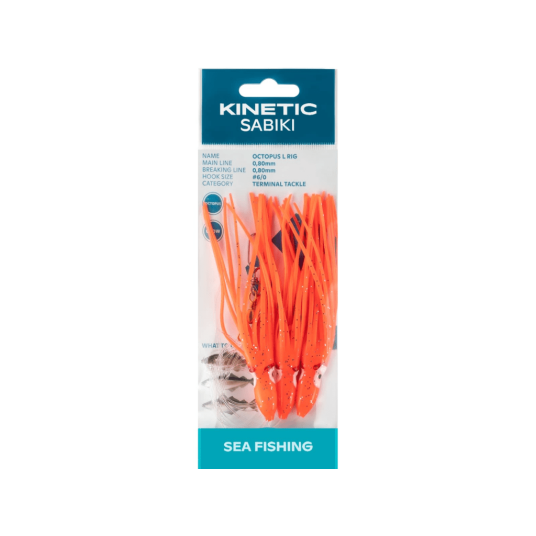 Kinetic Sabiki Octopus 6/0 Rød/Selvlysende hekle