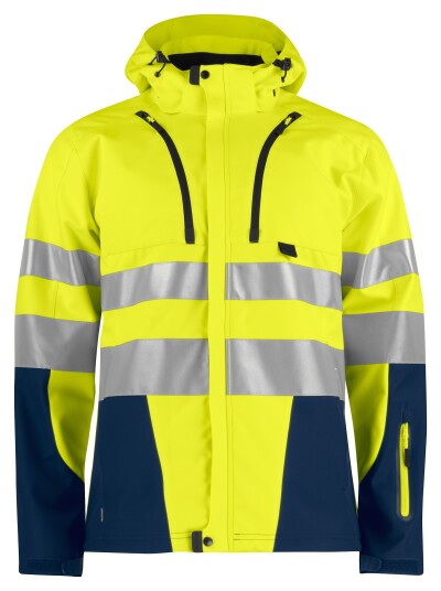 ProJob 6419 Softshelljakke En Iso 20471 Kl 3/2 Yellow/Navy 4XL