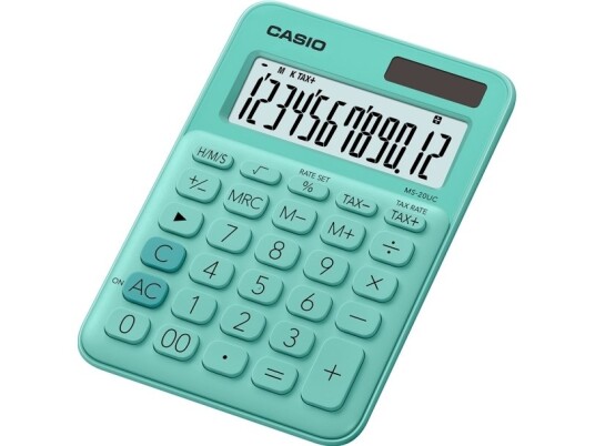 Casio Ms-20Uc - Skrivebordskalkulator - 12 Sifre - Solpanel, Batteri - Grønn