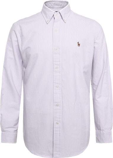 Polo Ralph Lauren Custom Fit Striped Oxford Shirt Purple XL