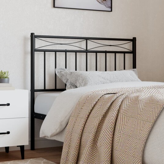 Sengegavl i metall svart 90 cm 8721012210288