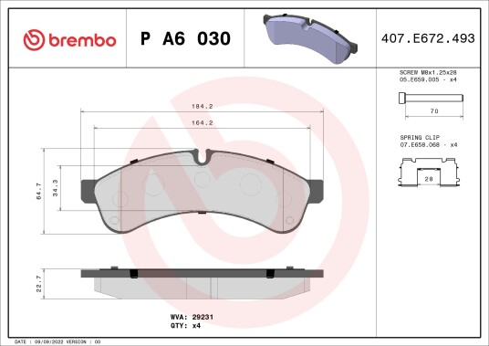 Bremseklosser BREMBO P A6 030