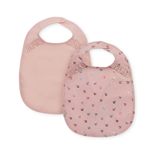 Konges Sløjd 2pk dinner bib with frill fairy cherry/cameo rose
