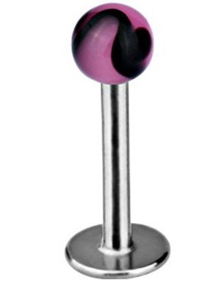 Magic Stone Labret med Rosa og Svart Kule