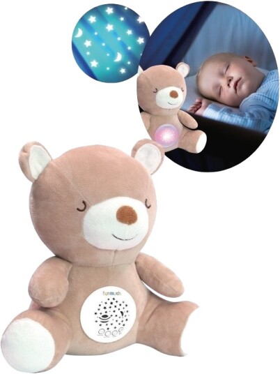 Kosebamse bjørn med lyd og lys stjernehimmel, hvitt støy og vuggeviser