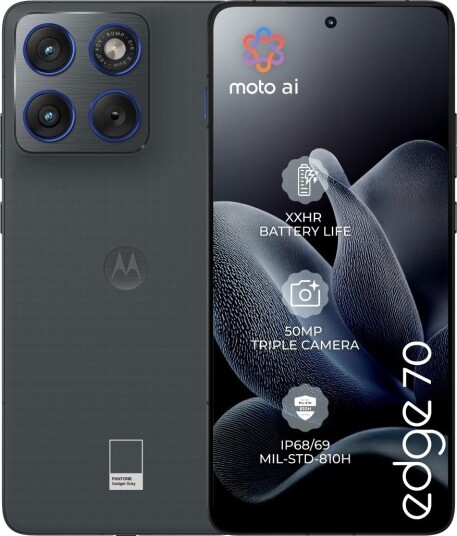 Motorola Edge 70 12GB RAM 512GB Internminne AMOLED Pantone Gadget Grey Mobiltelefon