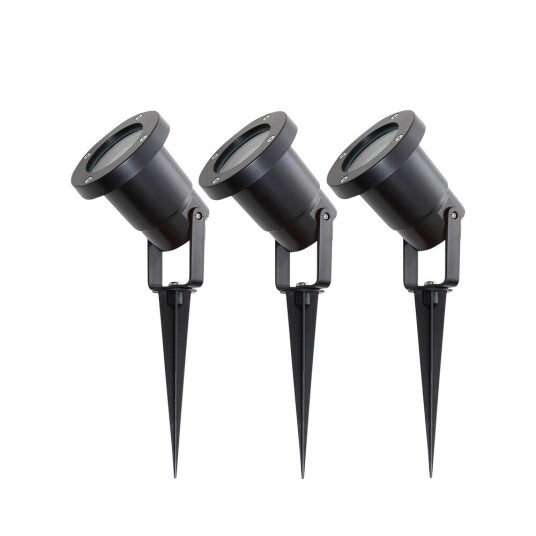 Lindby Thorgal jordspydlampe Ø 9,8 cm svart sett med 3 stk