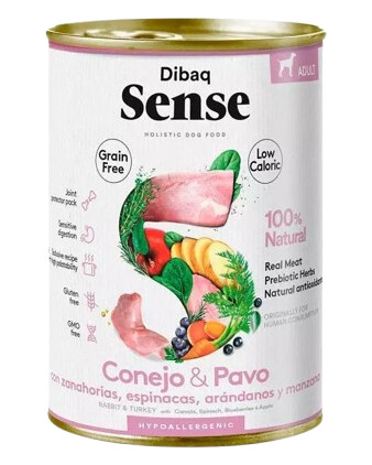 Sense Våtfôr Rabbit & Turkey 380G Hund Hundefôr & Hundemat Våtfôr & Våtmat Dibaq