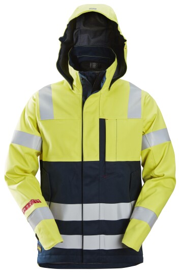 Snickers Workwear 1361 ProtecWork vanntett skalljakke for høyrisikoområder gul/blå Snickers Workwear 1361 ProtecWork vanntett skalljakke for høyrisikoområder gul/blå