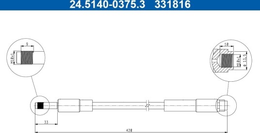 ATE 24.5140 0375.3 Bremseslange