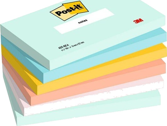 Post It 655 6 Bea Rektangel Blå Grønn Oransje Rosa Gult Papir 127 Mm 76 Mm 100 Ark