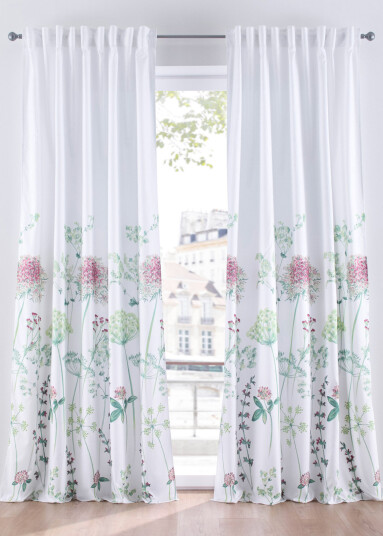 bonprix Mikrofibergardin med digitaltrykk (1-pack) 1 (H/B: 145/140 cm),2 (H/B: 175/140 cm) hvit