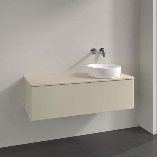 Villeroy & Boch Antao Servantskap med 1 skuff 120x50x36 cm m/lys Grå Matt/Crème Villeroy & Boch Antao Servantskap med 1 skuff 120x50x36 cm m/lys Grå Matt/Crème