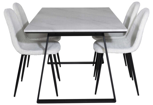 Venture Design Estelle & Polar spisegruppe Hvit/hvit 4 st stoler & bord 140 x 90 cm