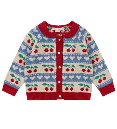 Konges Sløjd Cardigan   Strikk   Belou   Cherry Stripe   Konges Sløjd   1 år 80   Cardigan Blå Hvit Rød