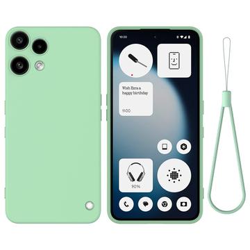 Nothing Phone 3a Lite Flytende silikon deksel med håndstropp Grønn