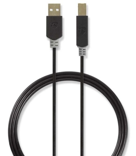 Nedis USB-kabel | USB 2.0 | USB-A Han | USB-B Han | 480 Mbps | Gull belagt | 2.00 m | Rund | PVC | Antrasitt | Boks Nedis USB-kabel | USB 2.0 | USB-A Han | USB-B Han | 480 Mbps | Gull belagt | 2.00 m | Rund | PVC | Antrasitt | Boks