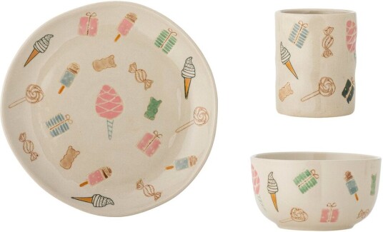 Bloomingville Sweets servisesett 3 deler Nature Bloomingville Sweets servisesett 3 deler Nature