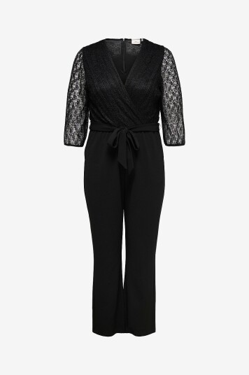 Only Carmakoma Jumpsuit carBetsy 3/4 Wrap V neck Jumpsuit Svart