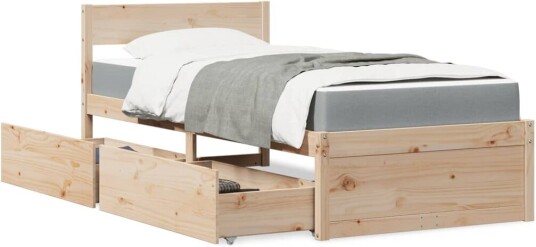 Seng med skuffer og madrass 90x190 cm heltre furu 8721102668173