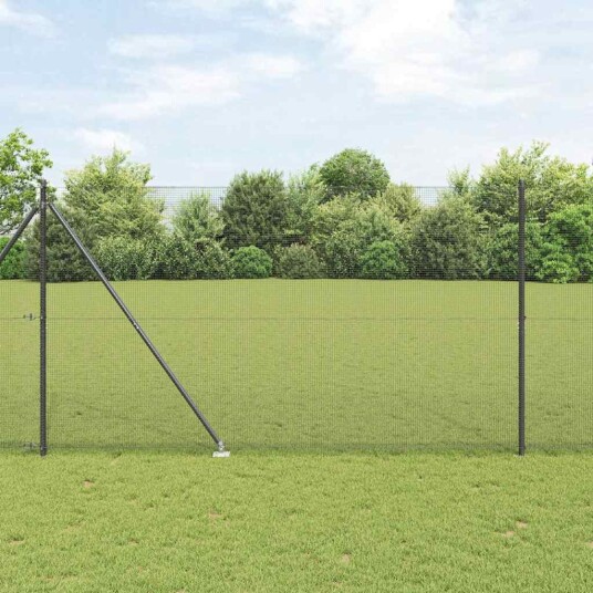 Smidd tråd gjerde med 7 spisspiller Grå 1,5x10 m Stål