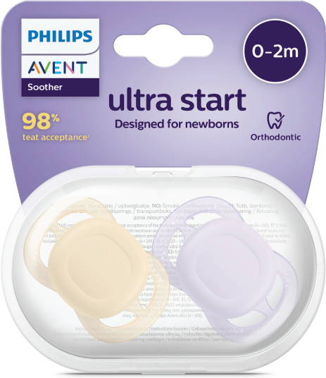 Philips Avent Ultra Start Smokk 0 2 mnd lilla/gul 2 stk. Philips Avent Ultra Start Smokk 0 2 mnd lilla/gul 2 stk.