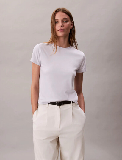 Calvin Klein Ss Supima Crewneck - White - L