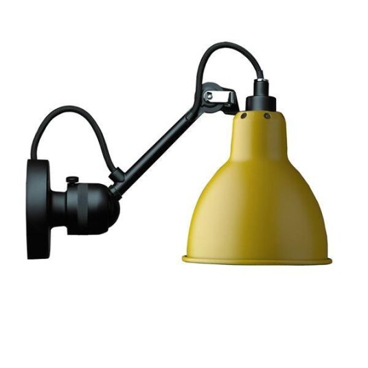 Lampe Gras N304 Vegglampe Matt Sort & Matt Gul Hardwired