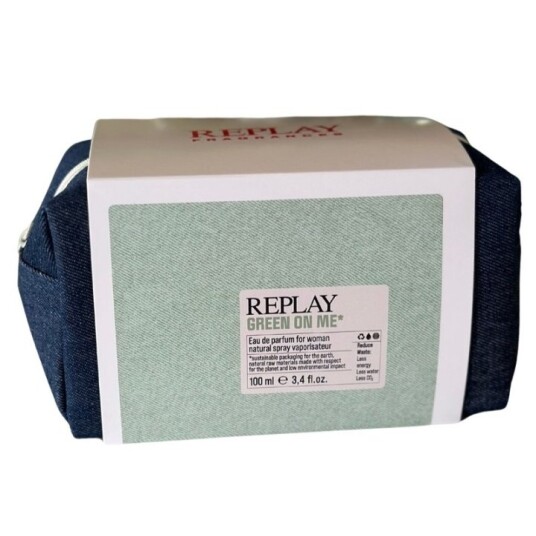 REPLAY Green On Me Woman 100 ml Eau de Parfum Gavesett med Pochette