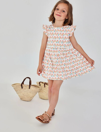 Boboli Satin Dress "Friezes" For Girl  Bci Multi/patterned 140