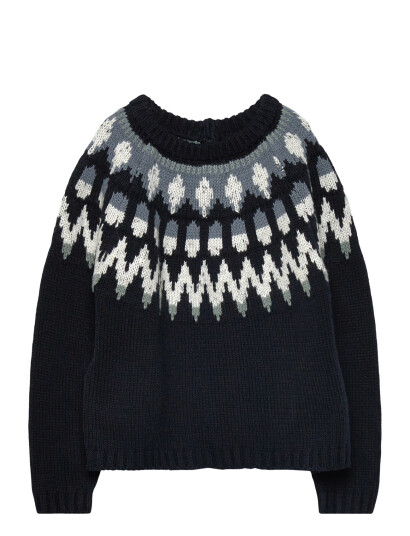 Mango Jacquard Knitted Sweater   Navy   2 3