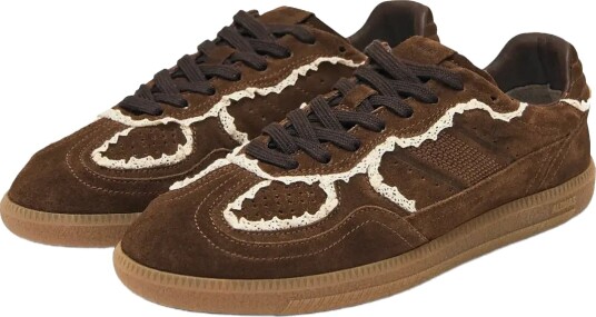 ALOHAS Tb.490 Crochet Navy Leather Sneakers Brown 38