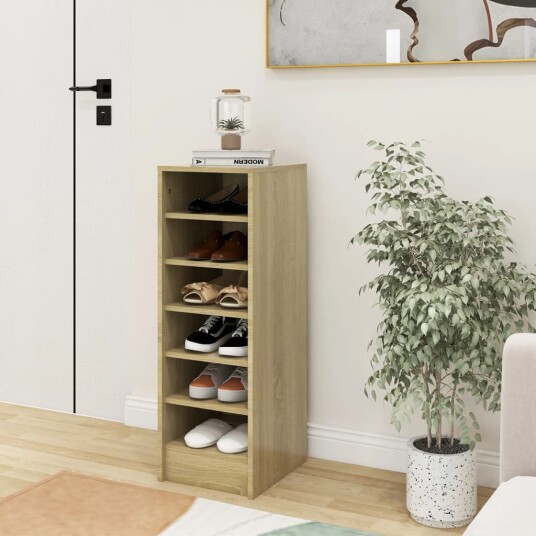vidaXL Skoskap sonoma eik 31,5x35x90 cm sponplate