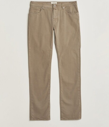 Jacob Cohën Bard Garment Dyed Gabardine Trousers Khaki Beige