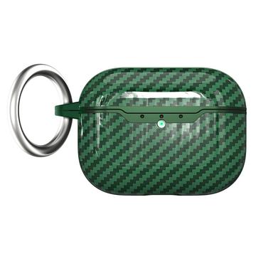 AirPods Pro 3 TPU deksel med Karabinkroken Karbonfiber Grønn AirPods Pro 3 TPU deksel med Karabinkroken Karbonfiber Grønn