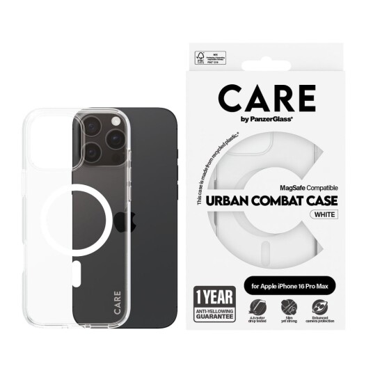 Care by PanzerGlass Urban Combat MagSafe Mobildeksel Hvit for iPhone 16 Pro Max