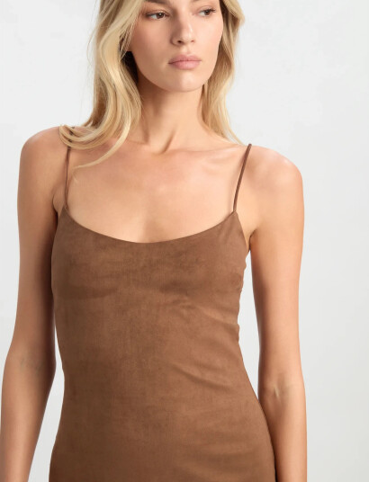 Bardot Nadira Vegan Suede Dress Brown 42 Bardot Nadira Vegan Suede Dress Brown 42