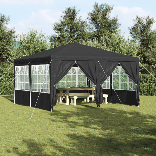 Party Tent med 8 Sidevegger Antrasitt 4x4 m PE Party Tent med 8 Sidevegger Antrasitt 4x4 m PE