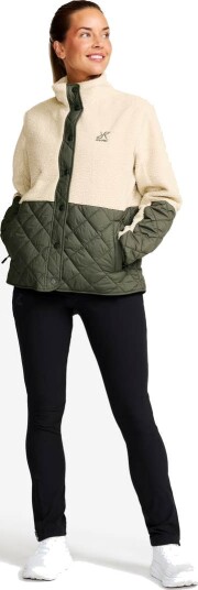 RevolutionRace Dame > Overdeler > Fleece & midlayers Canyon Hybrid Pile Fleece Dame Oatmeal/Kambaba Green Størrelse:2XL